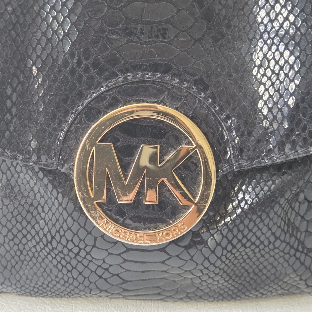 MICHAEL Michael Kors Black Python Embossed Fulton… - image 3